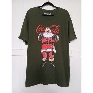 Lucky Brand × Coca Cola Santa Claus T Shirt Mens XL Green Cotton Short Sleeve